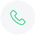 Green telephone handset icon within a light gray circle.